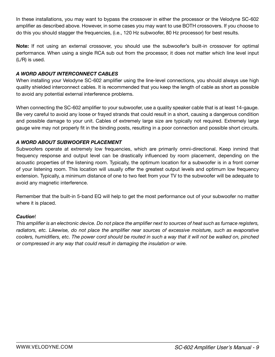Velodyne SC-602 Amplifier User Manual | Page 15 / 27