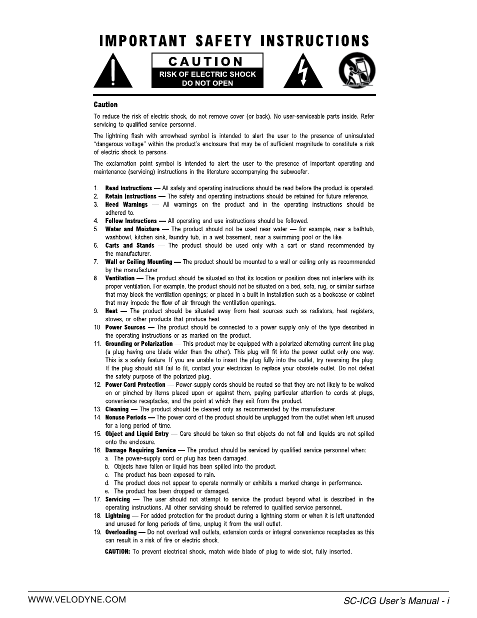 Velodyne SC-ICG User Manual | Page 2 / 12