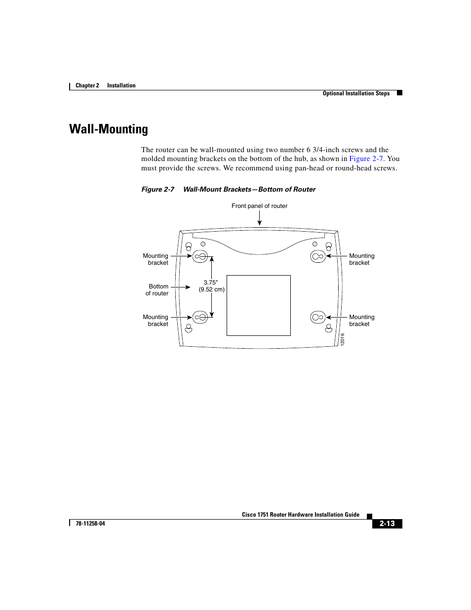 Wall-mounting | Cisco 1751 User Manual | Page 41 / 98