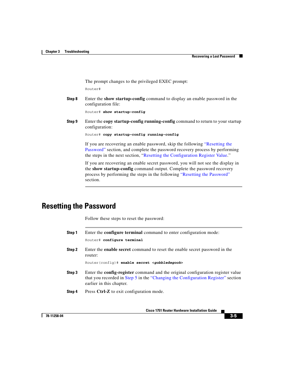 Resetting the password | Cisco 1751 User Manual | Page 47 / 98