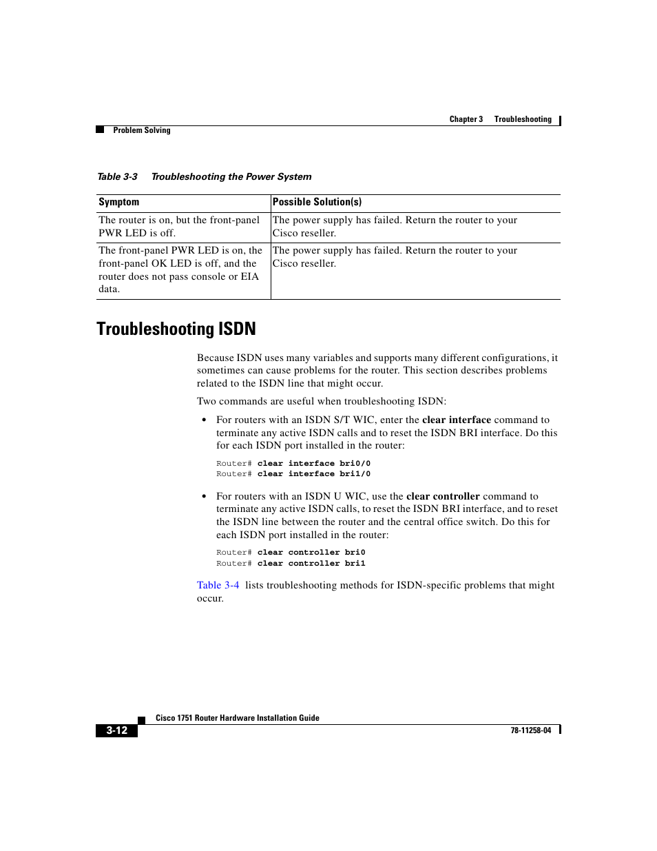 Troubleshooting isdn | Cisco 1751 User Manual | Page 54 / 98