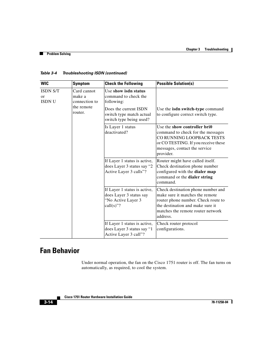 Fan behavior | Cisco 1751 User Manual | Page 56 / 98