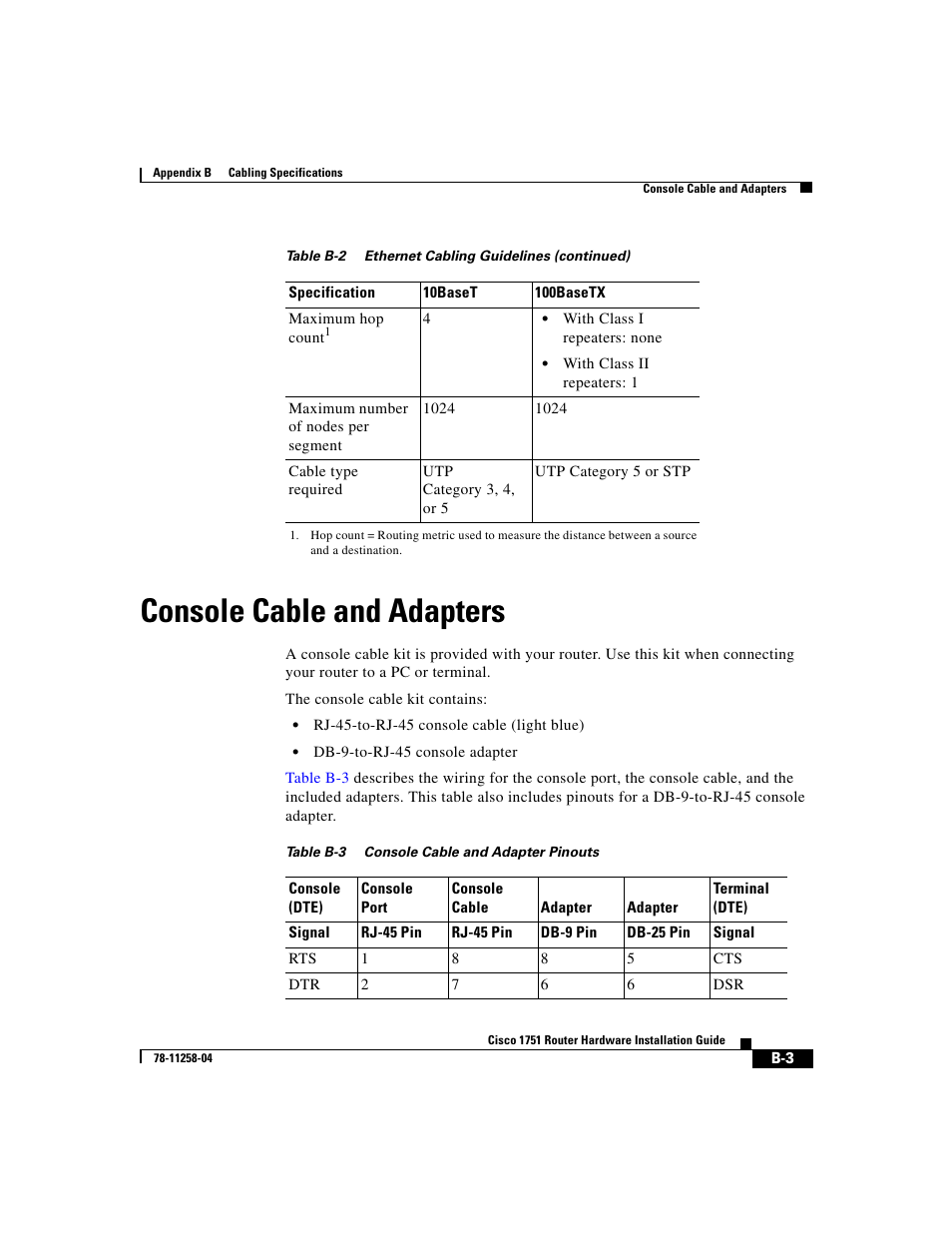 Console cable and adapters | Cisco 1751 User Manual | Page 61 / 98