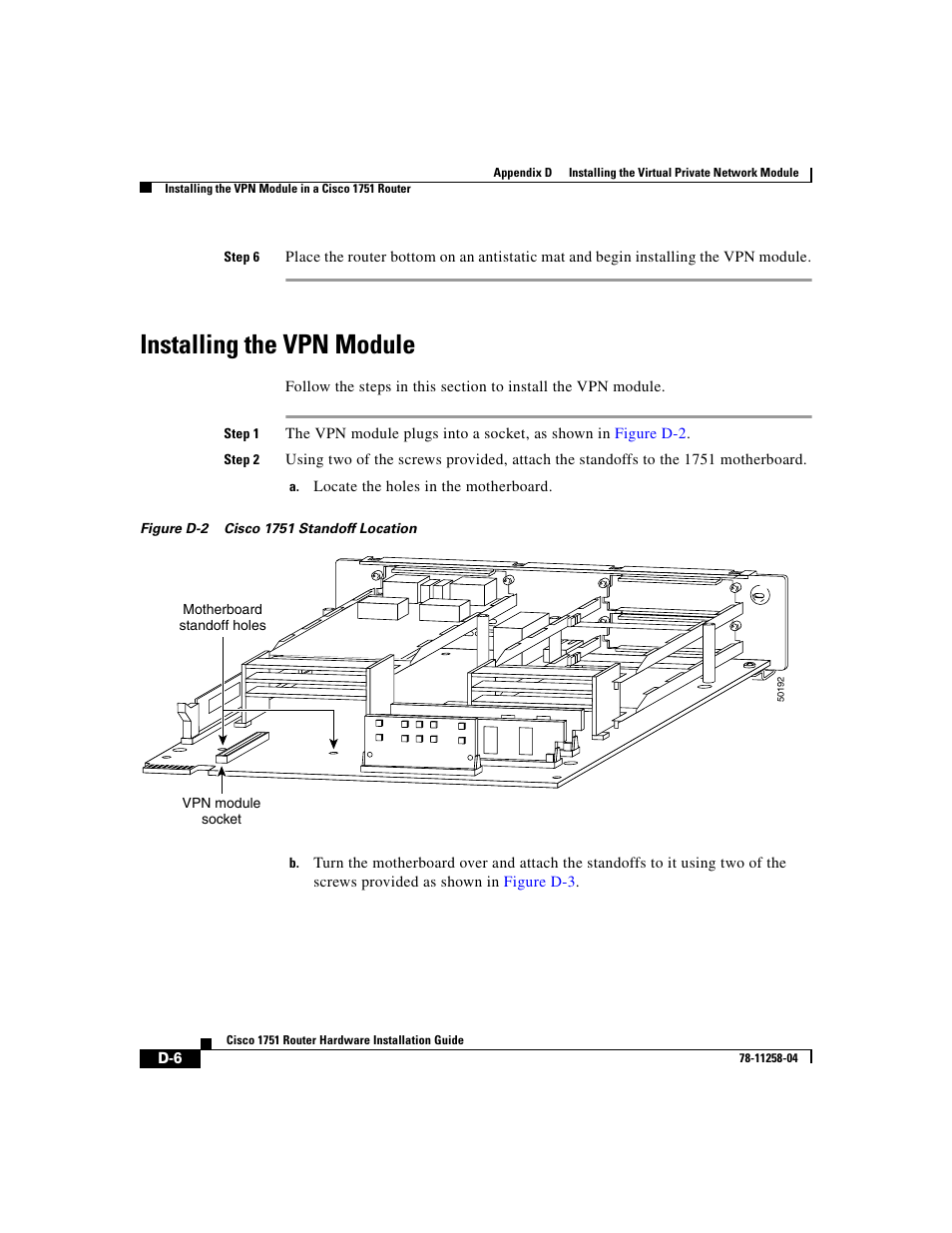 Installing the vpn module | Cisco 1751 User Manual | Page 82 / 98