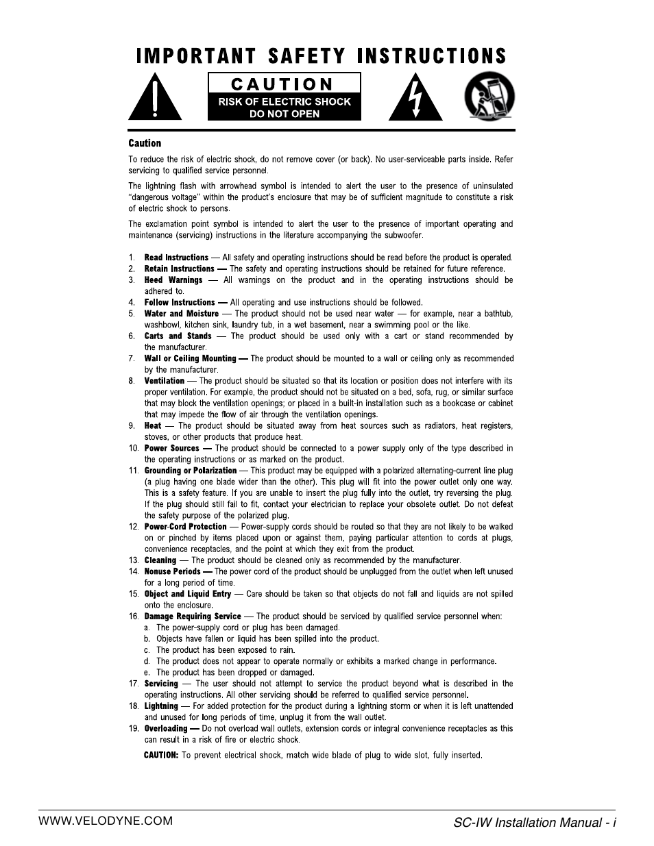 Velodyne SC-IWBB User Manual | Page 3 / 64