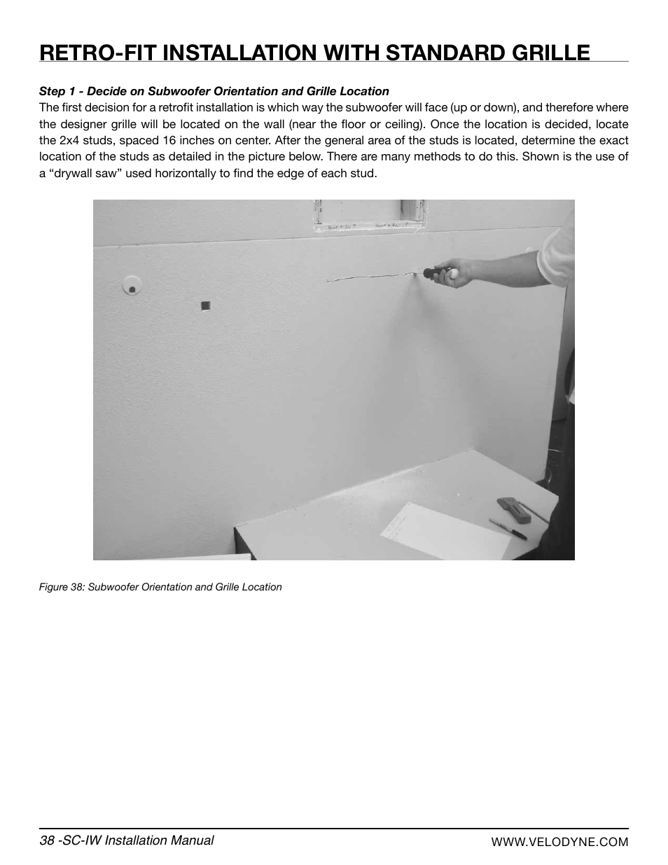 Retro-fit installation with standard grille | Velodyne SC-IWBB User Manual | Page 44 / 64