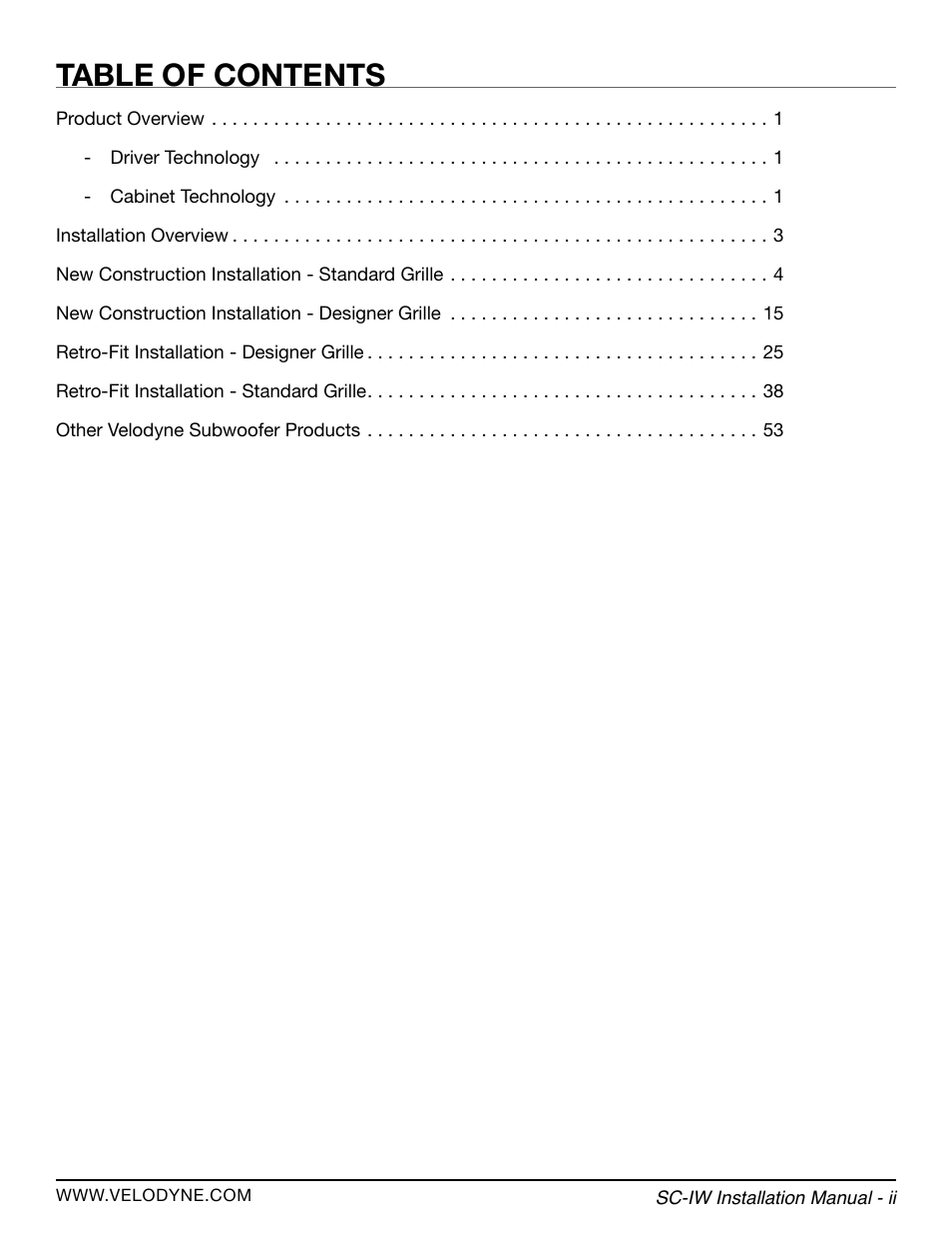 Velodyne SC-IWBB User Manual | Page 5 / 64