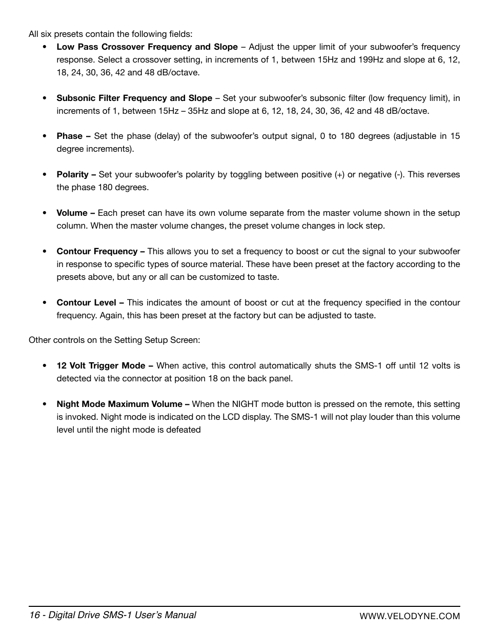 Velodyne SMS-1 User Manual | Page 22 / 49