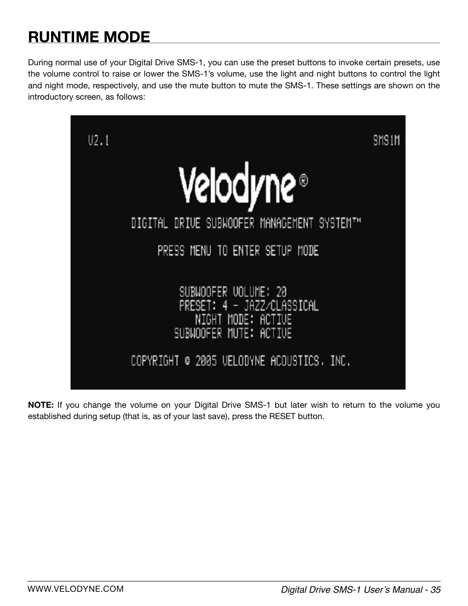 Runtime mode | Velodyne SMS-1 User Manual | Page 41 / 49