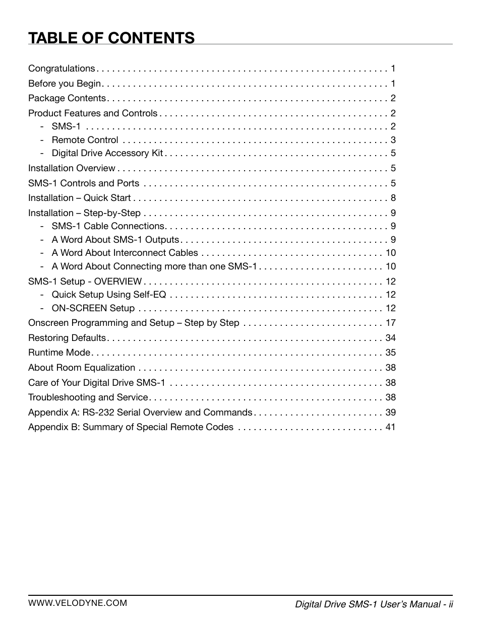 Velodyne SMS-1 User Manual | Page 5 / 49