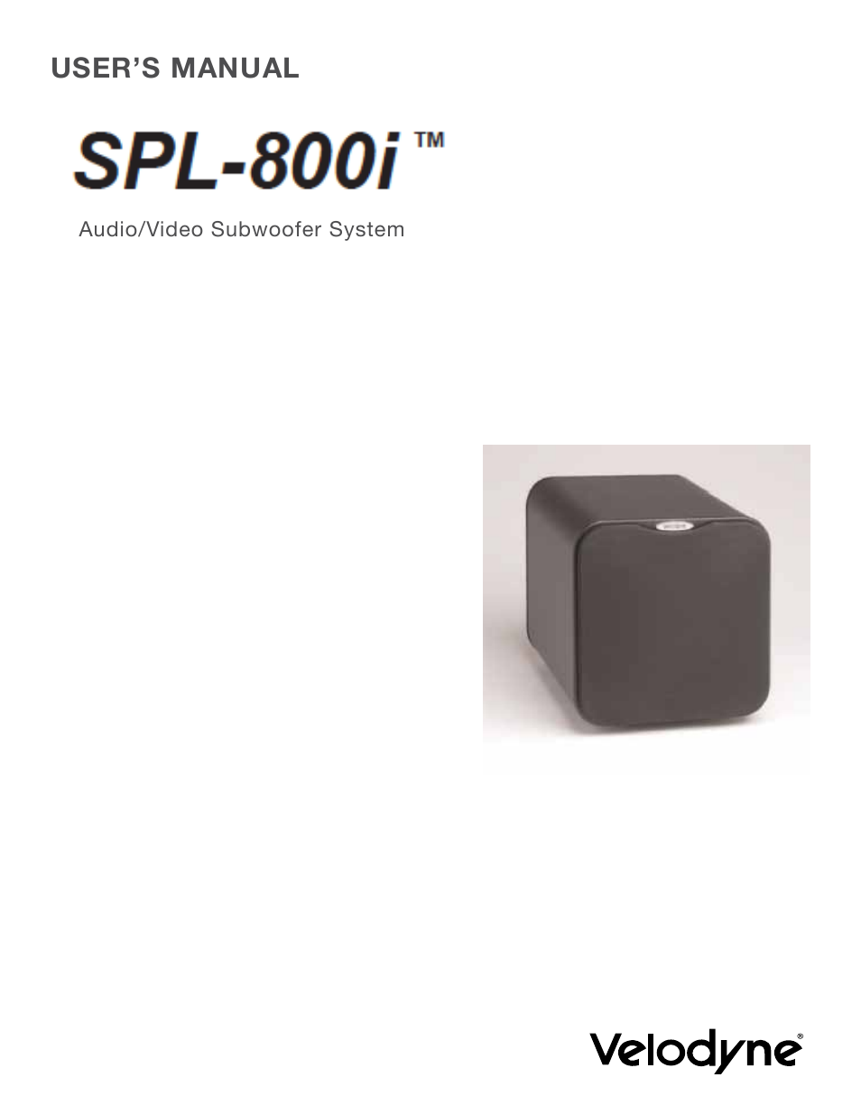 Velodyne SPL-800i User Manual | 20 pages