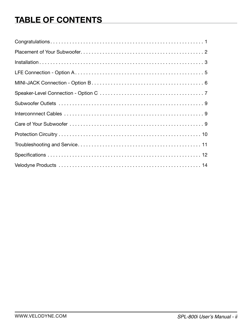 Velodyne SPL-800i User Manual | Page 5 / 20