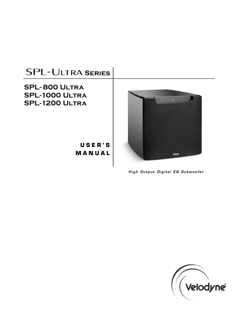 Velodyne SPL-Ultra Series User Manual | 22 pages