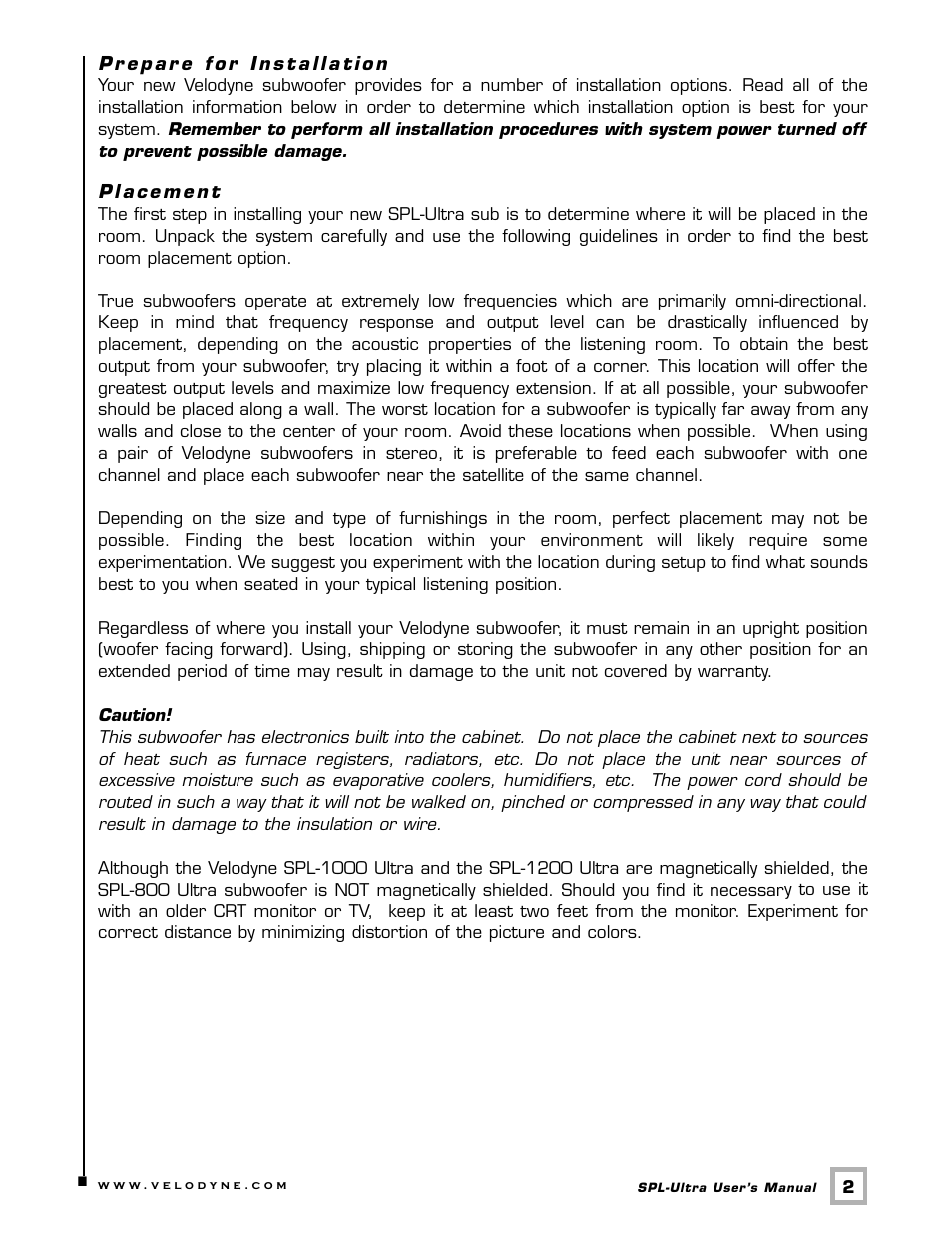 Velodyne SPL-Ultra Series User Manual | Page 5 / 22