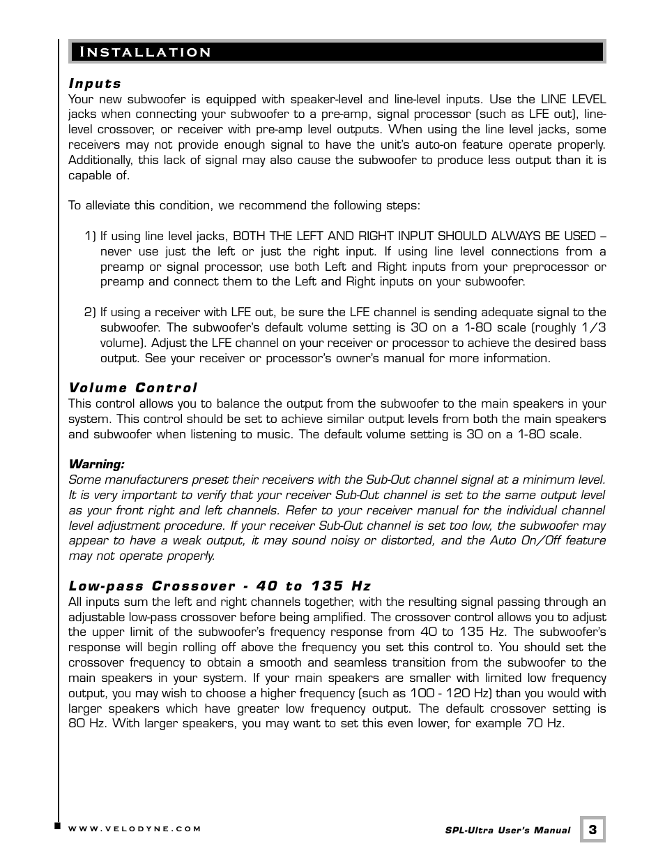 Velodyne SPL-Ultra Series User Manual | Page 6 / 22