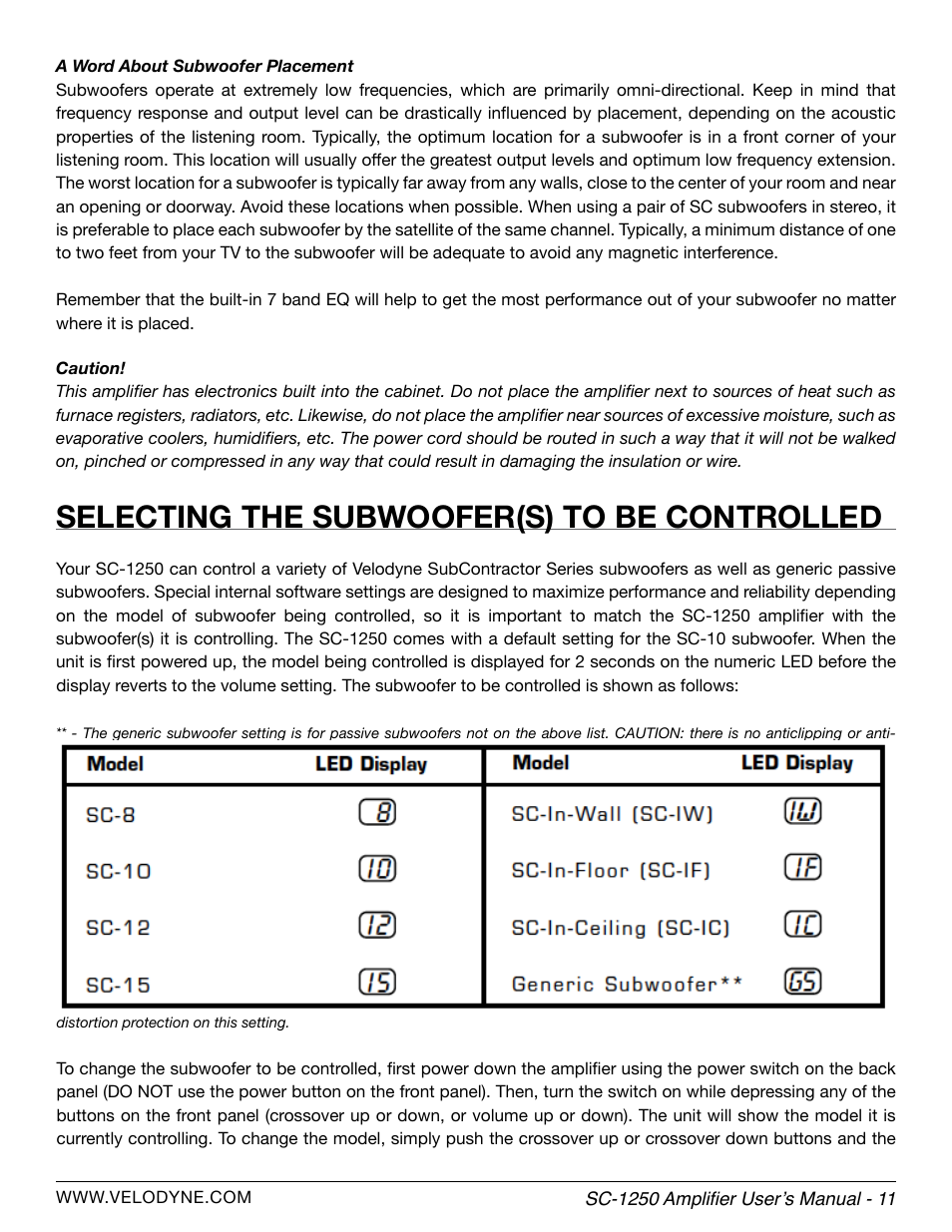 Selecting the subwoofer(s) to be controlled | Velodyne SubContractor Series User Manual | Page 17 / 30