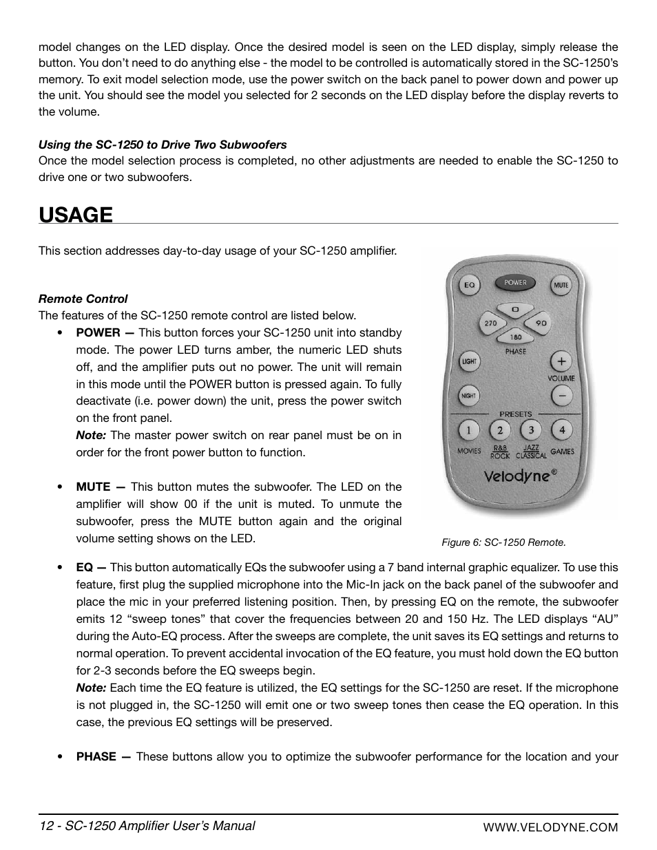 Usage | Velodyne SubContractor Series User Manual | Page 18 / 30