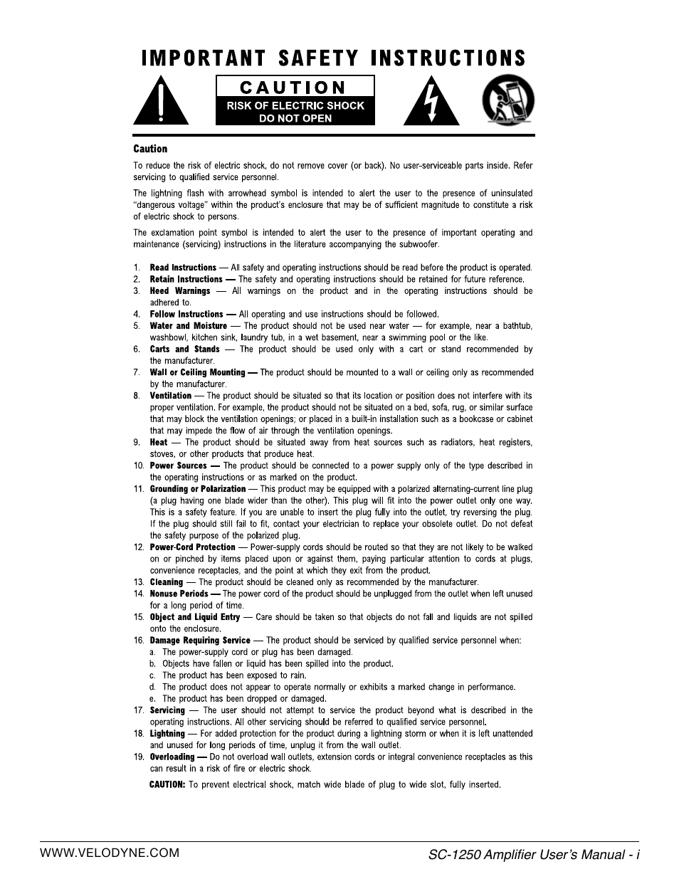 Velodyne SubContractor Series User Manual | Page 3 / 30