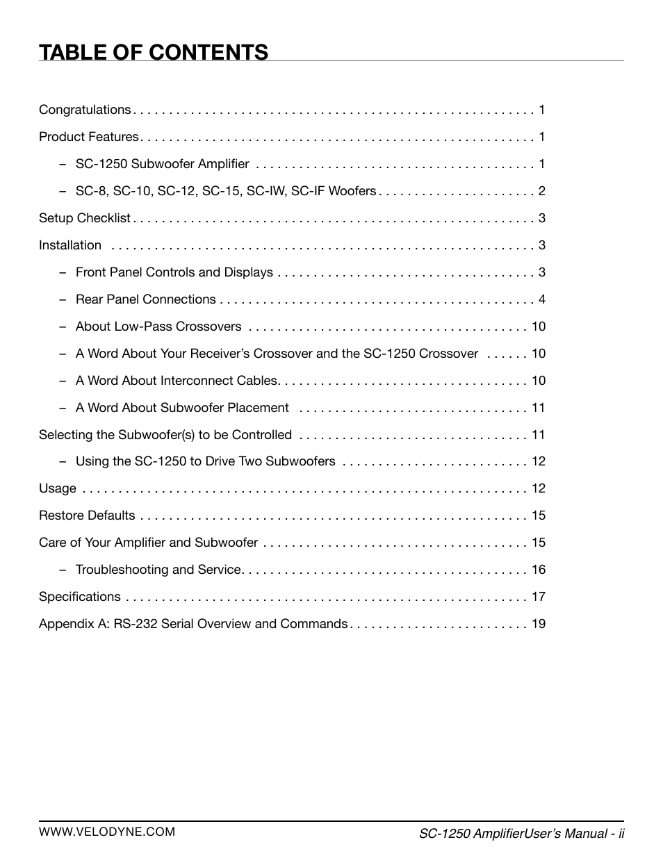 Velodyne SubContractor Series User Manual | Page 5 / 30