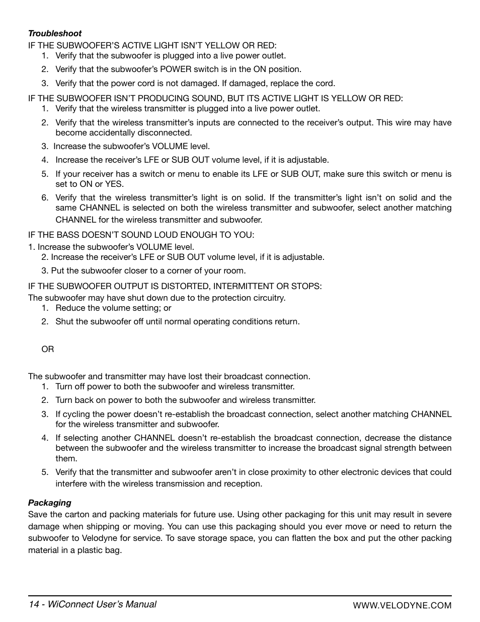 Velodyne WiConnect User Manual | Page 20 / 24