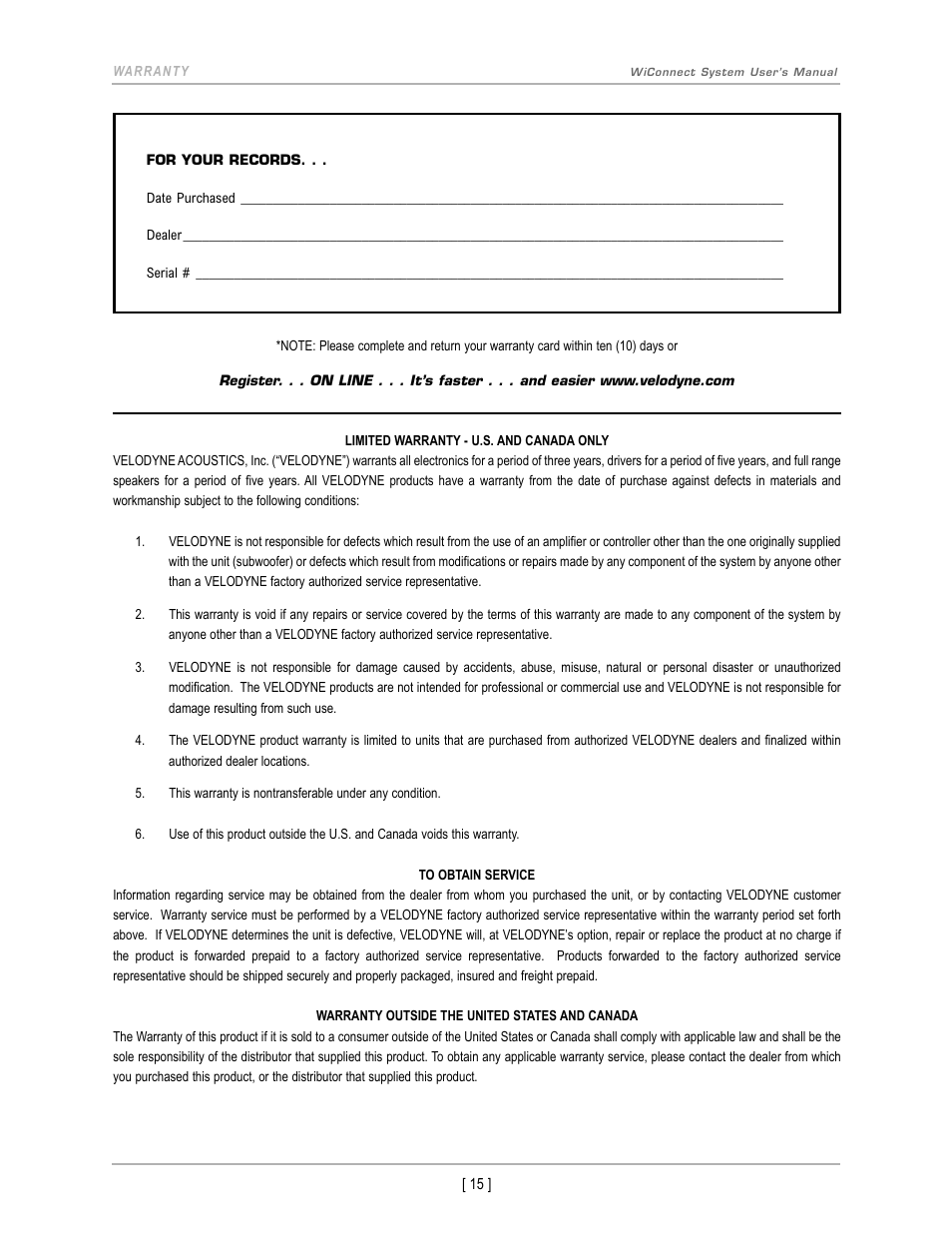 Velodyne WiConnect User Manual | Page 18 / 19
