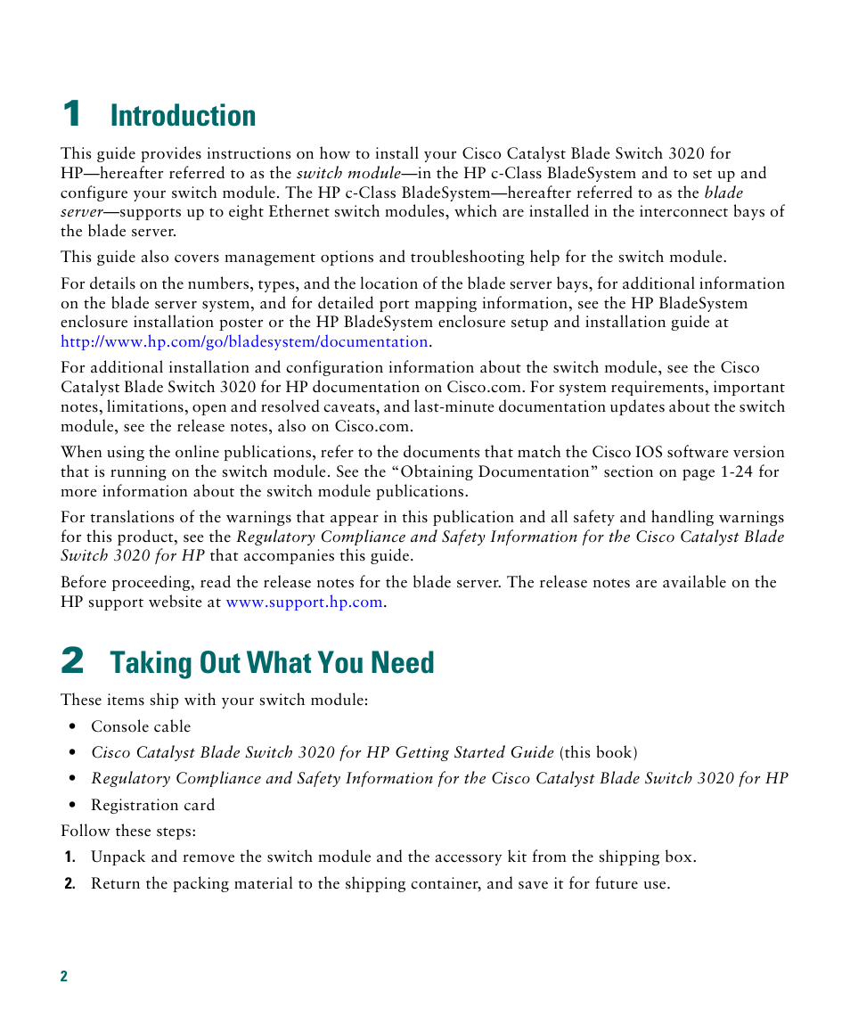 1 introduction, 2 taking out what you need, Introduction | Taking out what you need | Cisco 3020 User Manual | Page 2 / 36