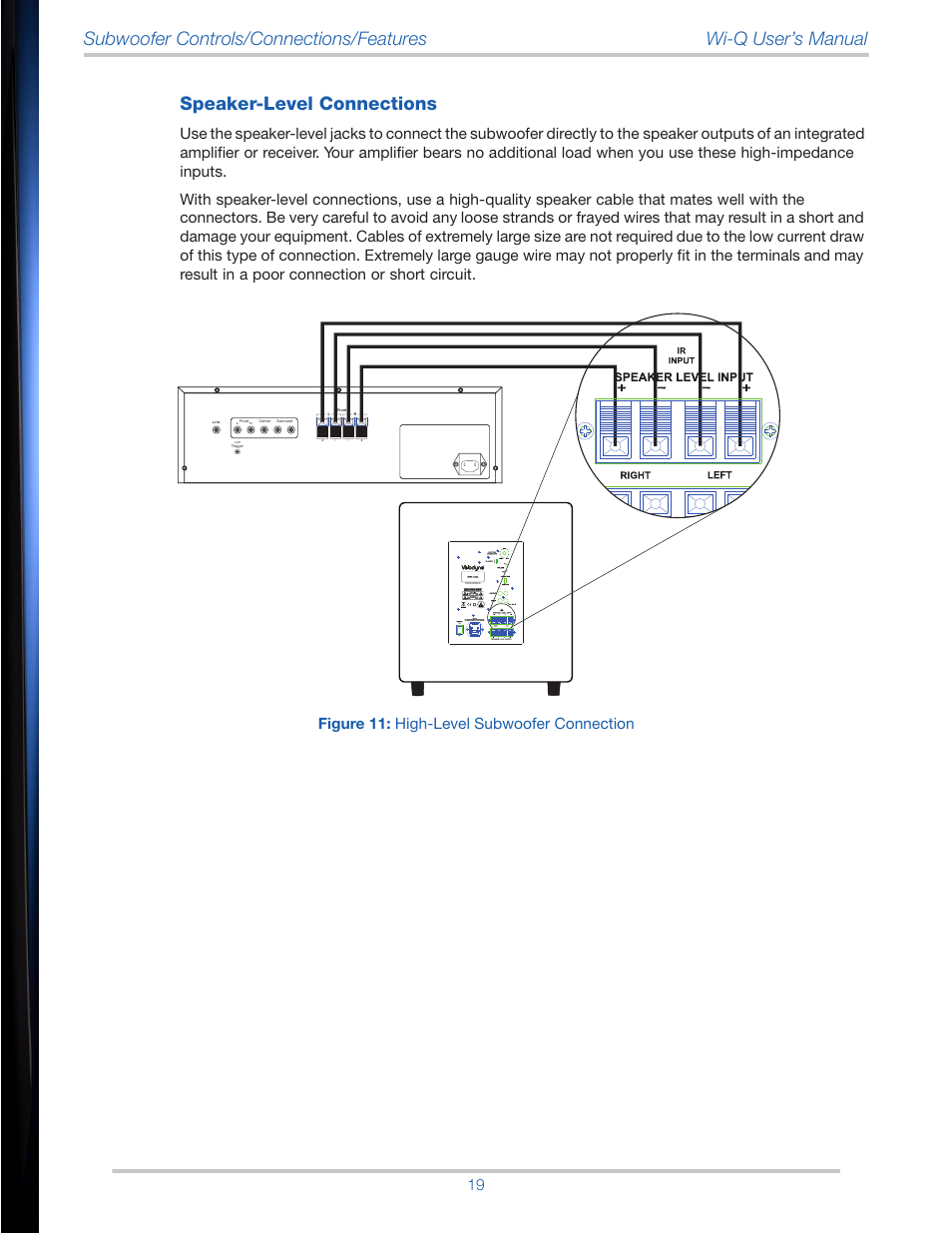 Speaker-level connections | Velodyne Wi-Q User Manual | Page 19 / 29