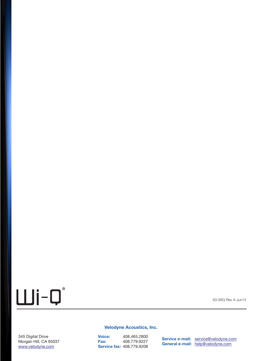 Velodyne Wi-Q User Manual | Page 29 / 29