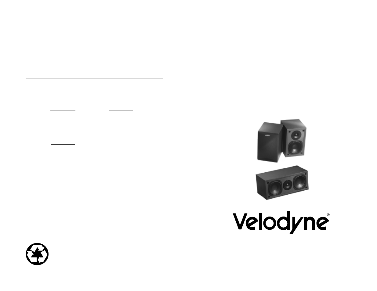 Velodyne CHT Front Row System User Manual | 6 pages