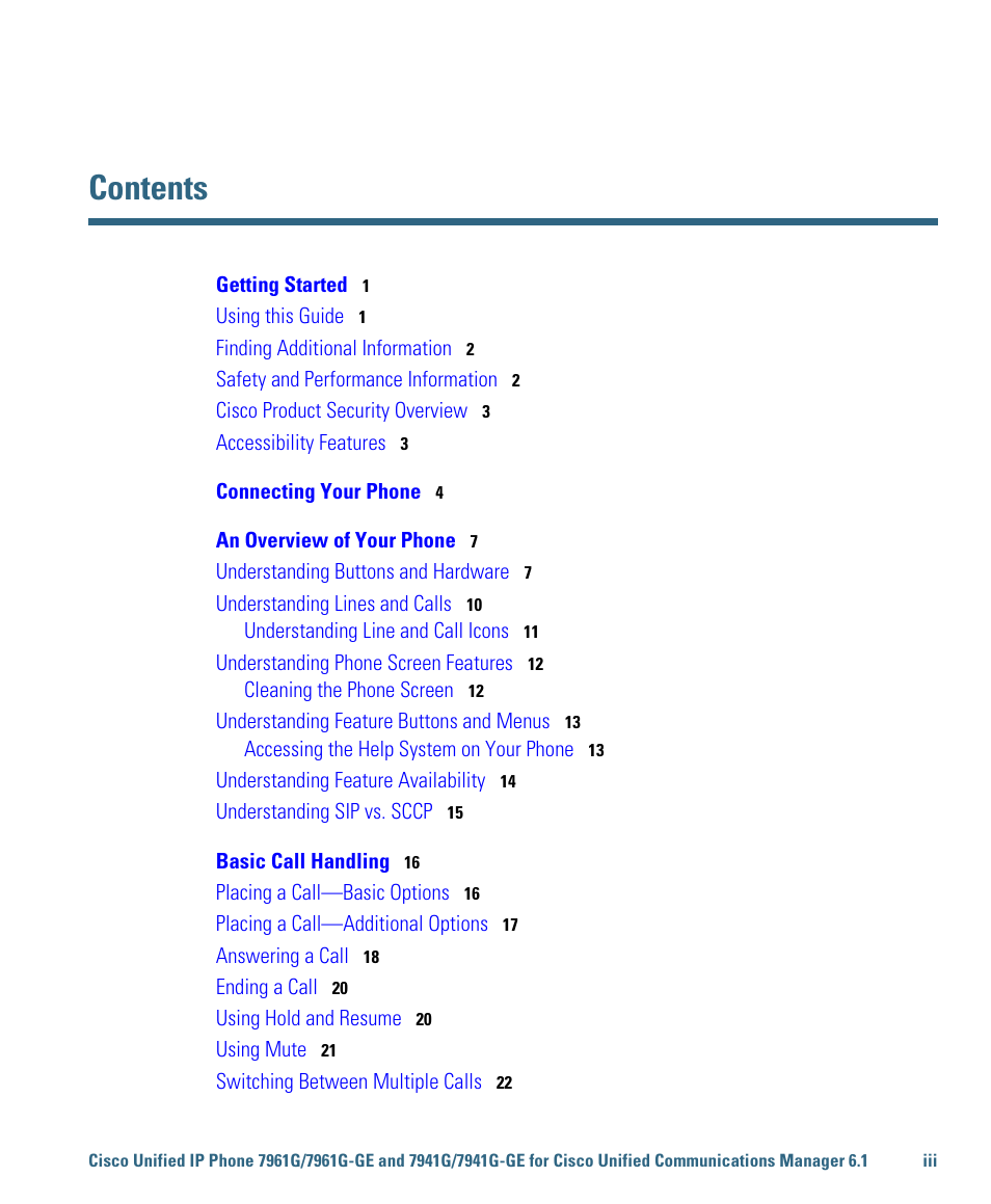 Cisco IP Phone 7961G User Manual | Page 5 / 90