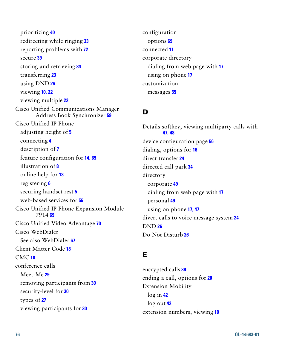 Cisco IP Phone 7961G User Manual | Page 84 / 90