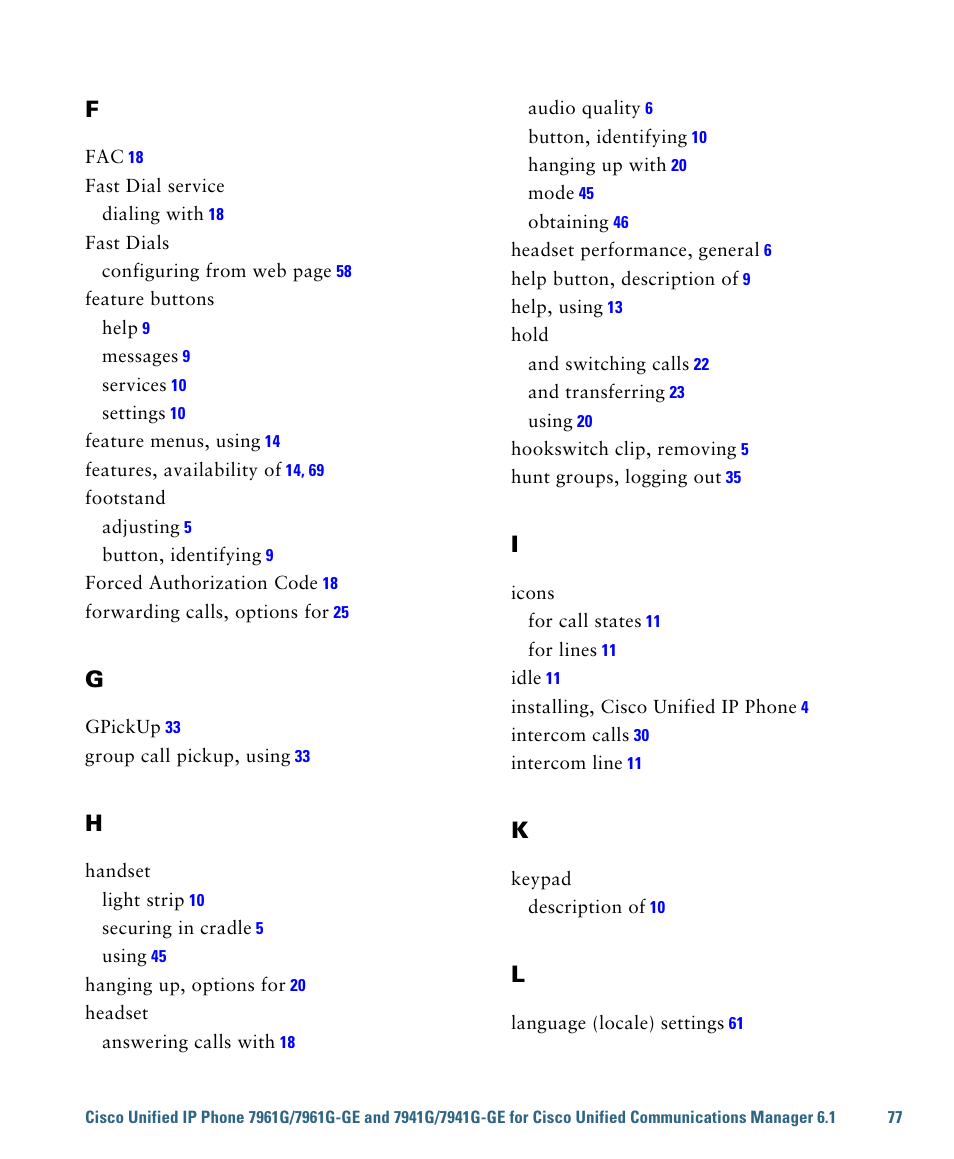 Cisco IP Phone 7961G User Manual | Page 85 / 90