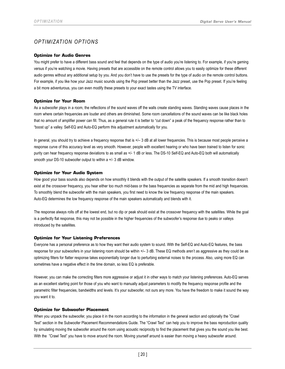 Optimization options | Velodyne DS-10 User Manual | Page 23 / 49