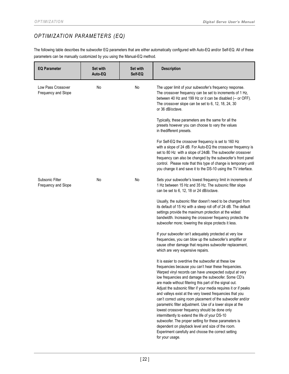 Optimization parameters (eq) | Velodyne DS-10 User Manual | Page 25 / 49