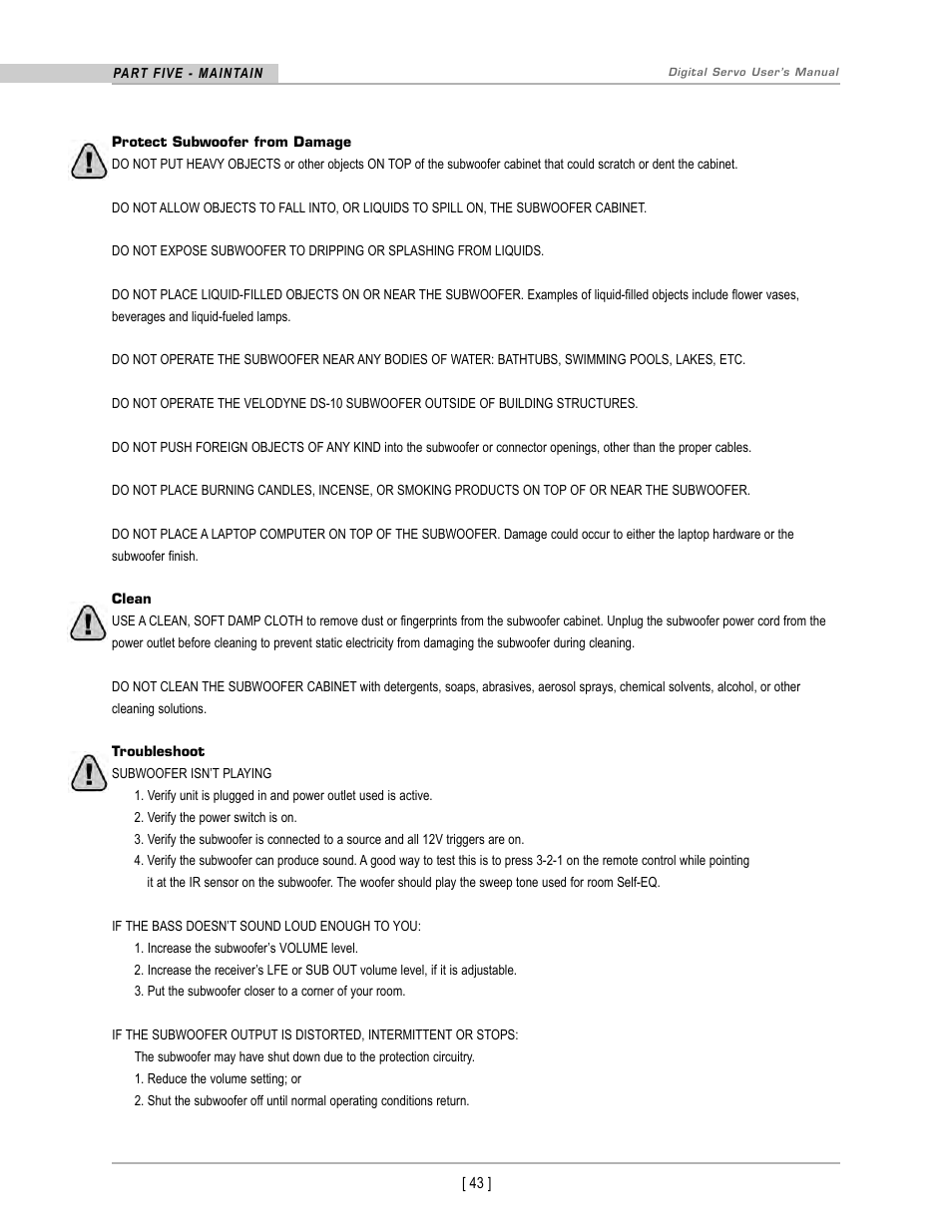 Velodyne DS-10 User Manual | Page 46 / 49