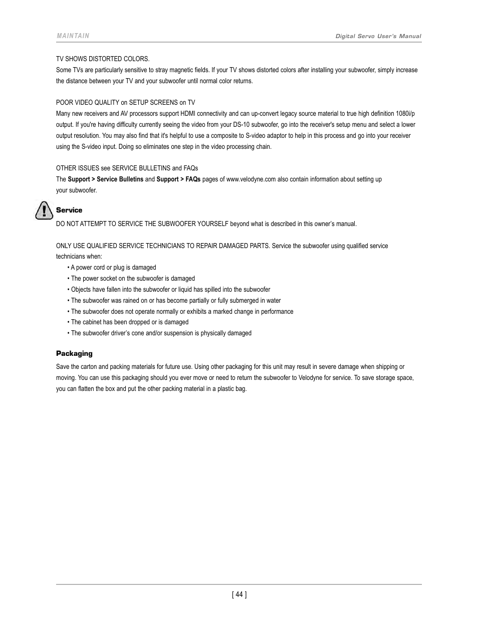 Velodyne DS-10 User Manual | Page 47 / 49