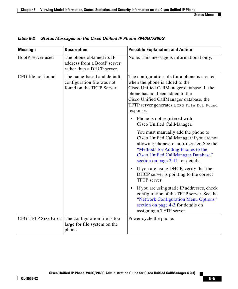Table 6-2, Describe | Cisco OL-8555-02 User Manual | Page 5 / 24