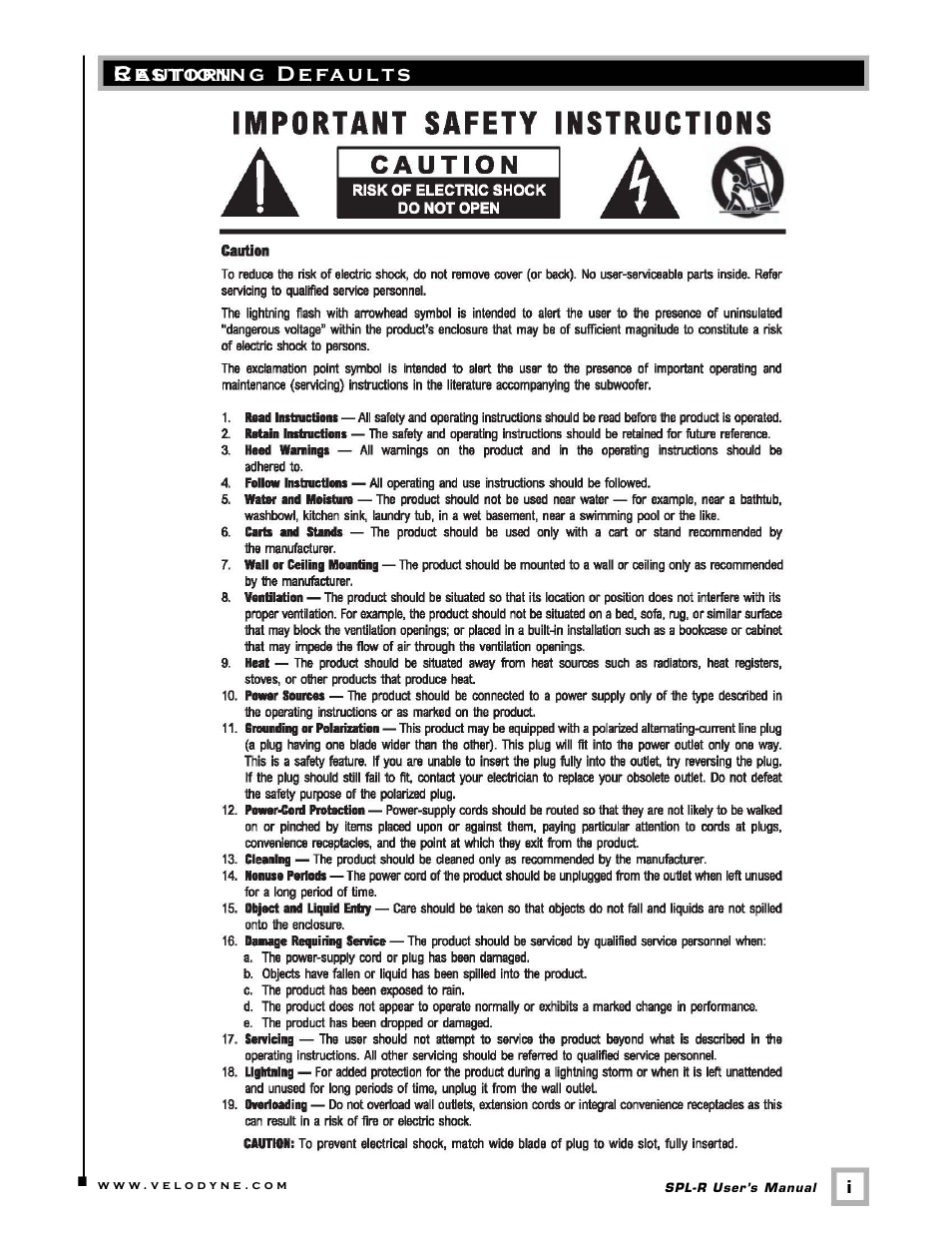 Velodyne SPL-R Series User Manual | Page 2 / 17