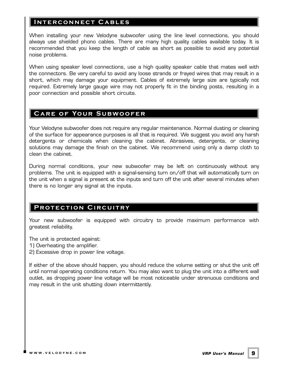 Velodyne VRP Series User Manual | Page 12 / 17