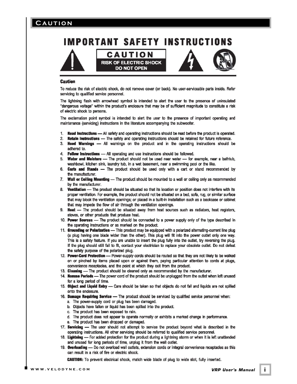 Velodyne VRP Series User Manual | Page 2 / 17