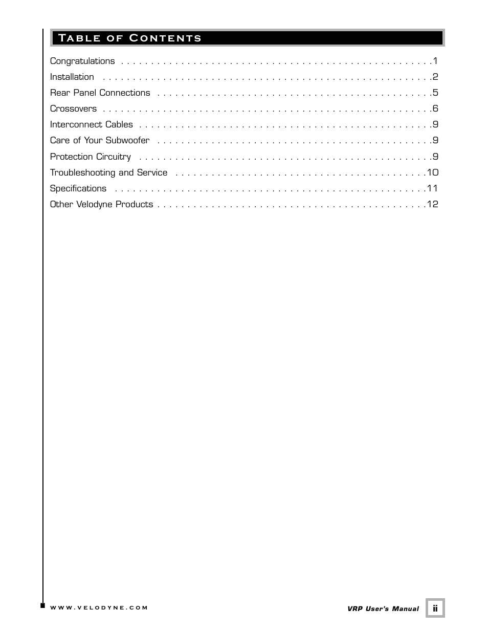 Velodyne VRP Series User Manual | Page 3 / 17