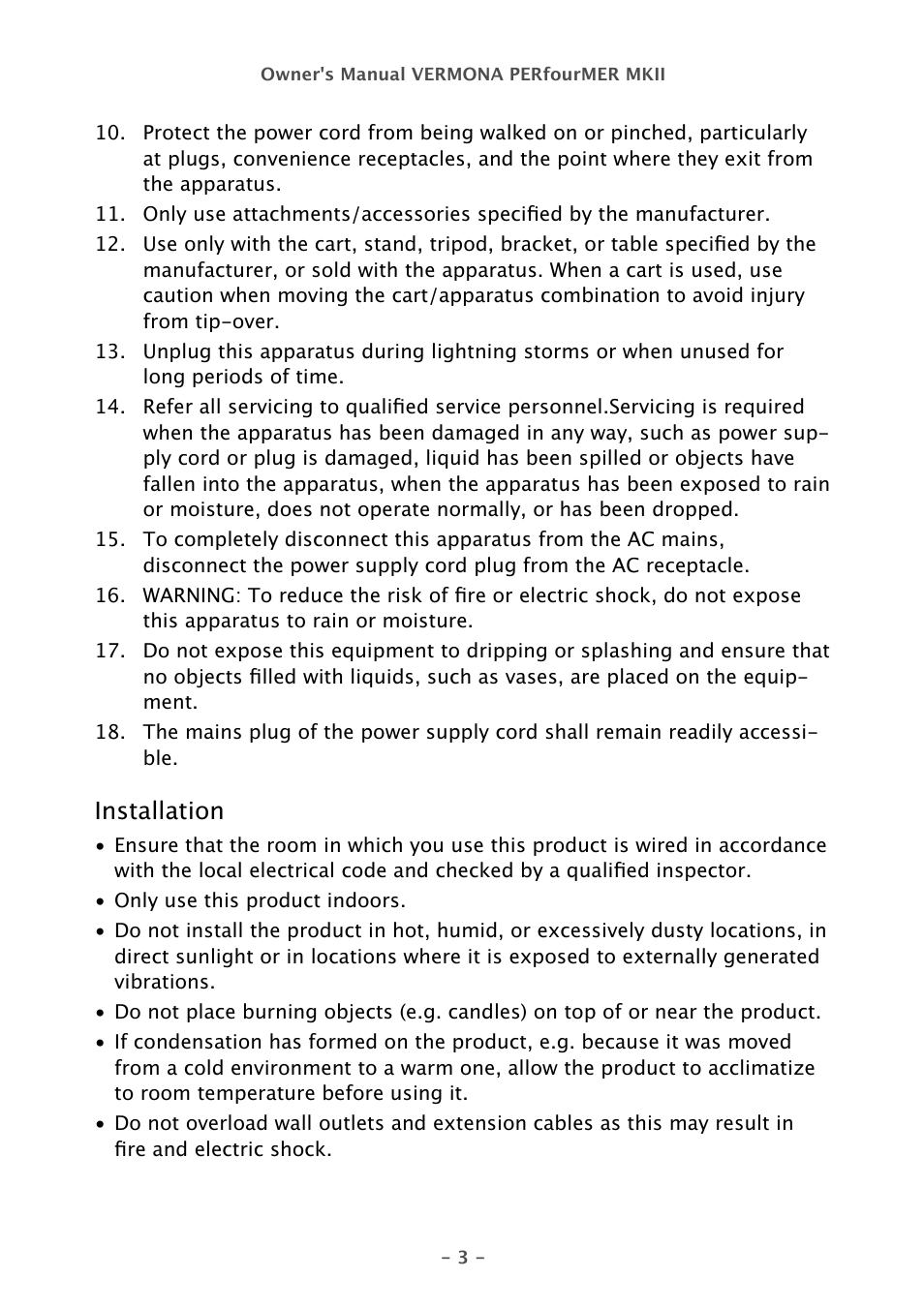 Installation | Vermona PERfourMER MKII - quad analog synthesizer User Manual | Page 3 / 31