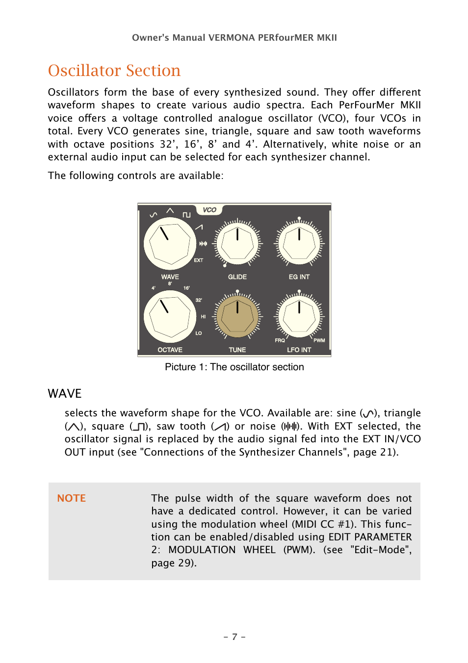 Vermona PERfourMER MKII - quad analog synthesizer User Manual | Page 7 / 31