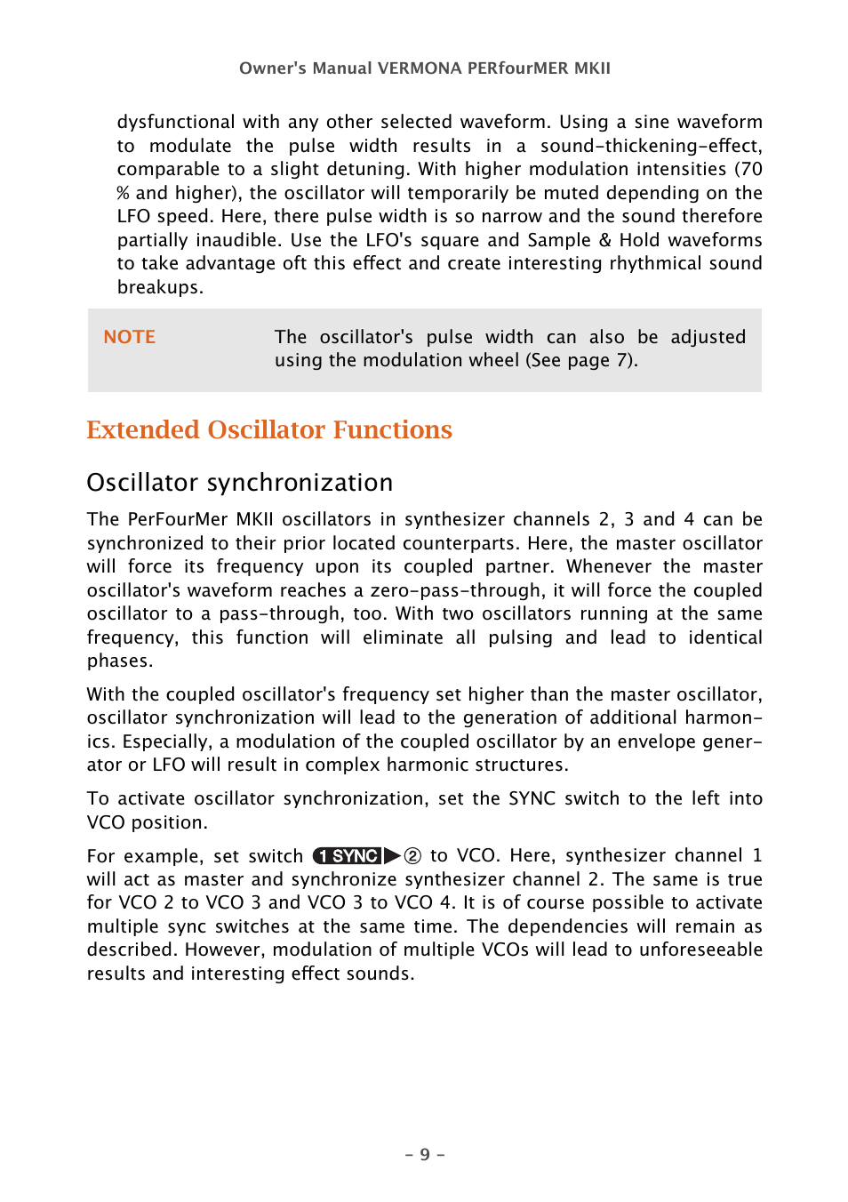 Vermona PERfourMER MKII - quad analog synthesizer User Manual | Page 9 / 31