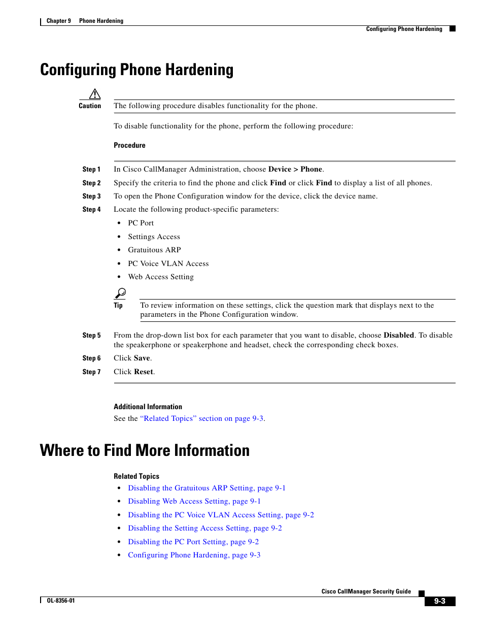 Configuring phone hardening, Where to find more information | Cisco OL-8356-01 User Manual | Page 3 / 4