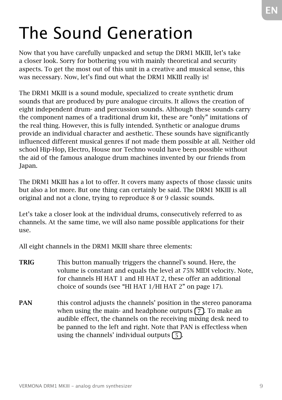 The sound generation | Vermona DRM1 MKIII - analog drum synthesizer User Manual | Page 10 / 31