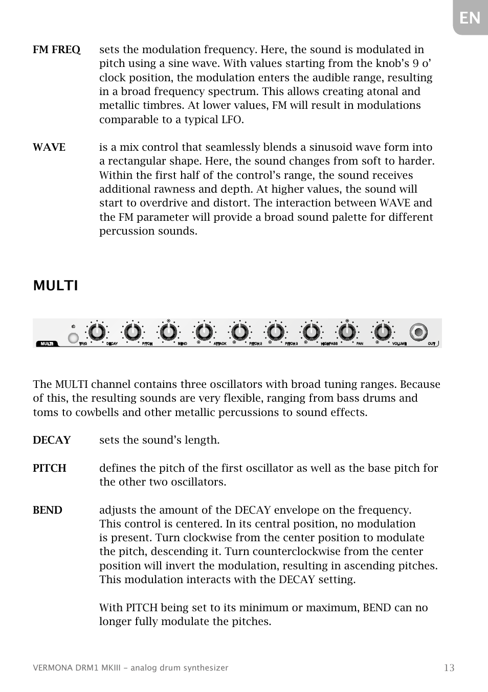 Multi | Vermona DRM1 MKIII - analog drum synthesizer User Manual | Page 14 / 31