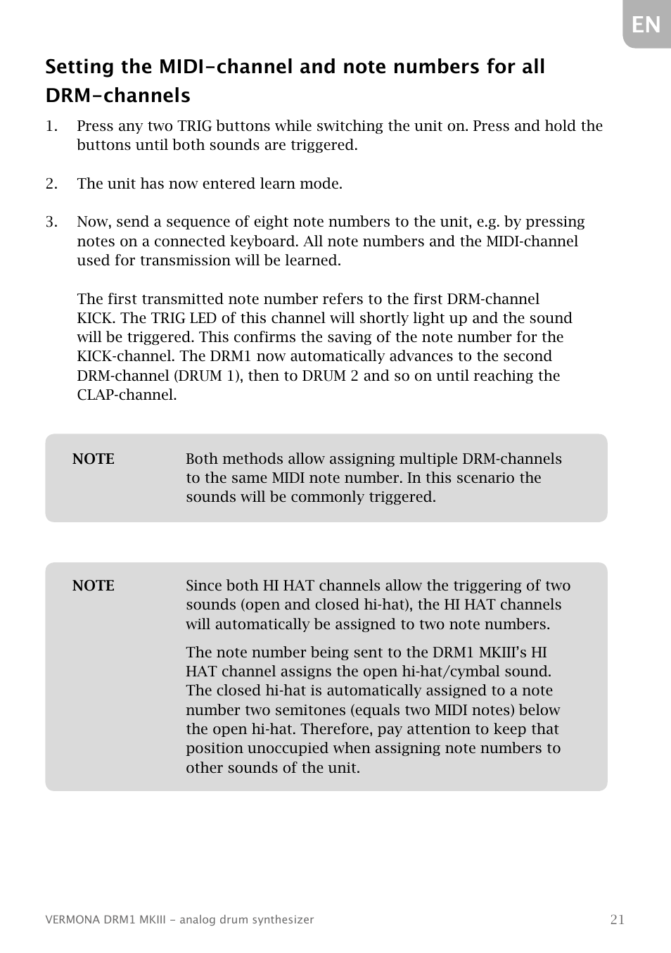 Vermona DRM1 MKIII - analog drum synthesizer User Manual | Page 22 / 31