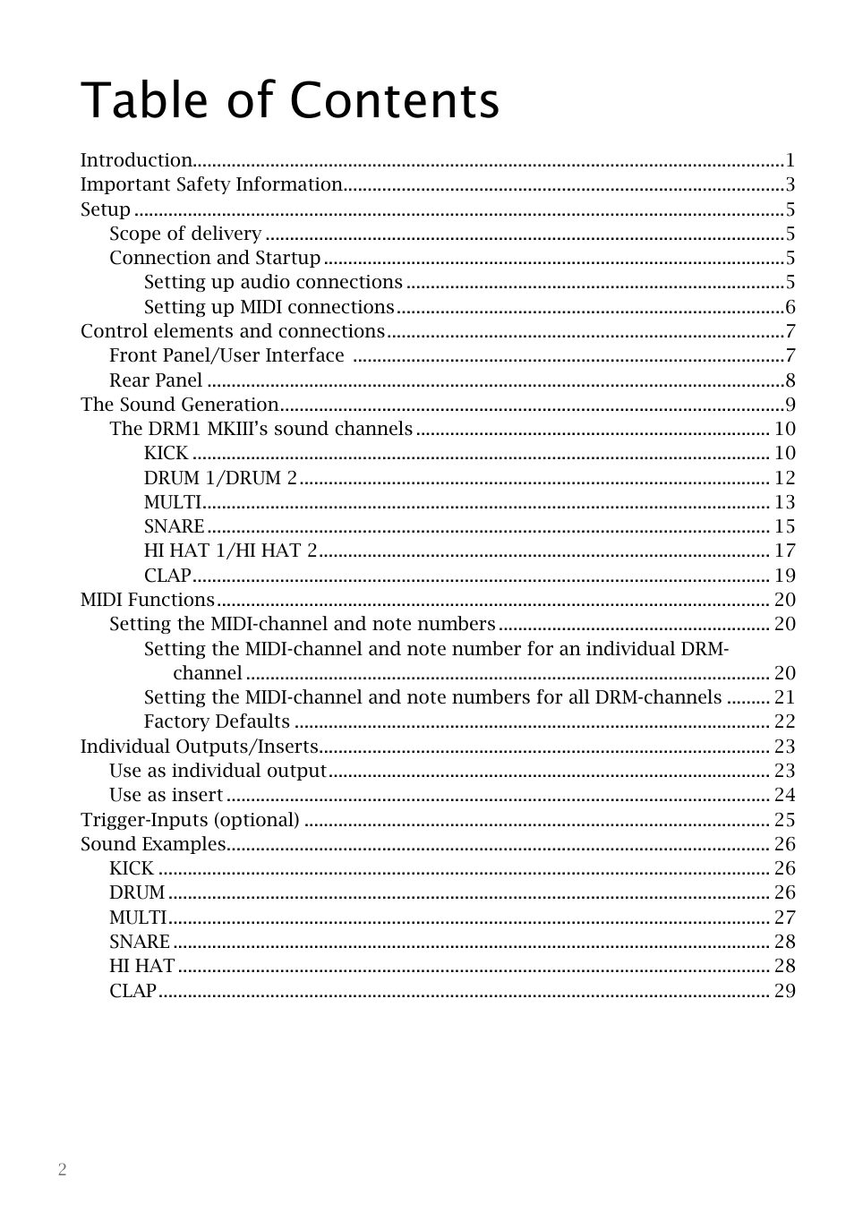 Vermona DRM1 MKIII - analog drum synthesizer User Manual | Page 3 / 31