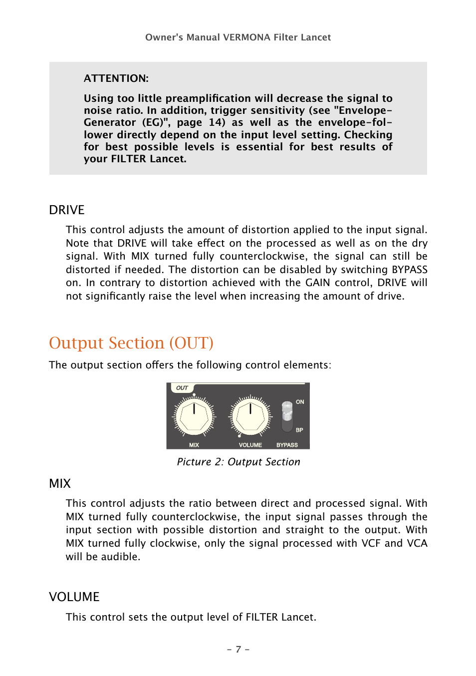 Vermona Filter Lancet - analogue multimode filter User Manual | Page 7 / 19